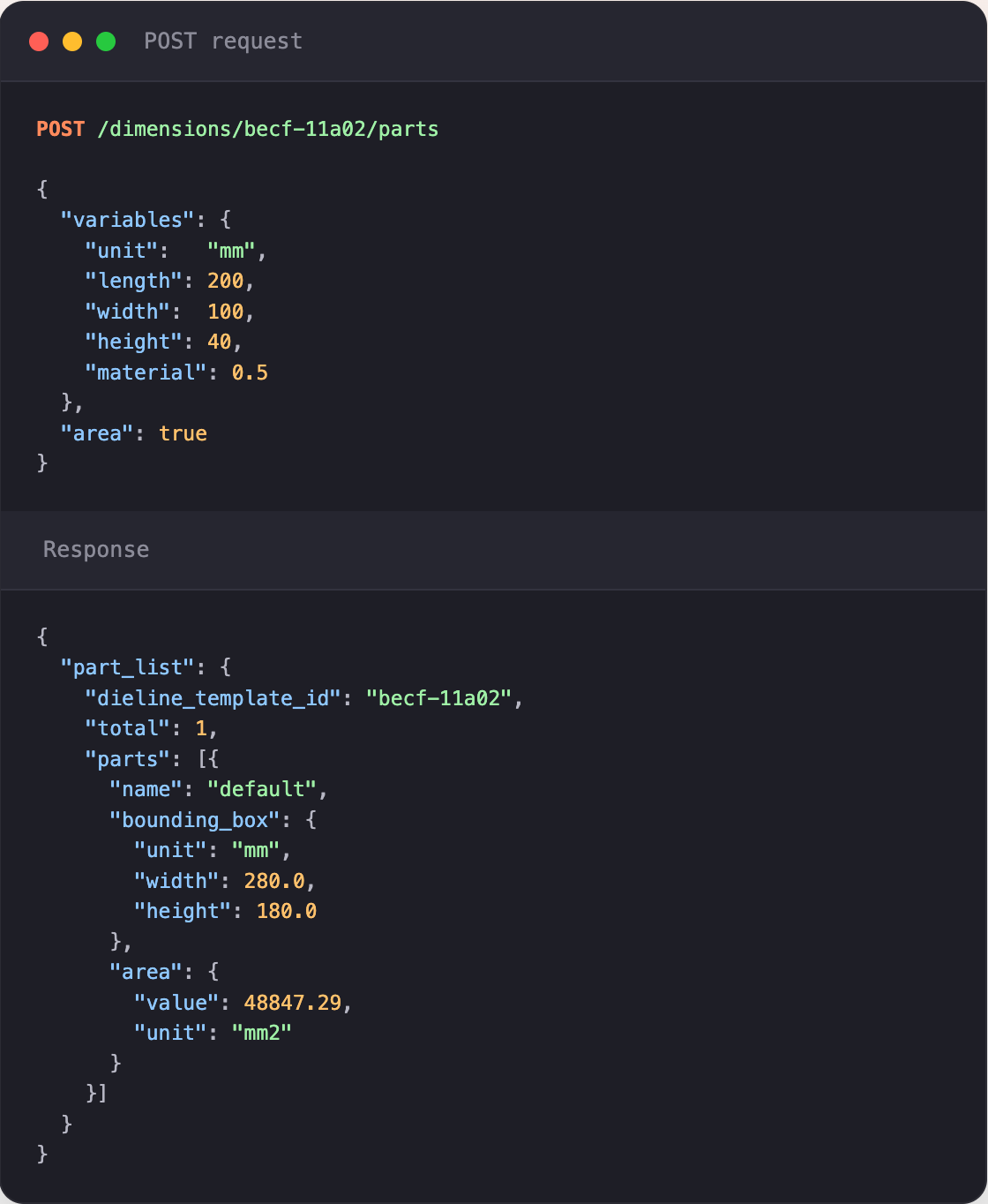 Dieline Dimensions API: How to get a dieline's flat size for pricing